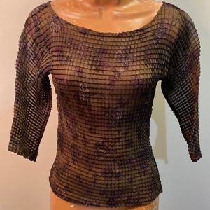 XOXO Medium Green and Purple Sheer Lightweight Blouse